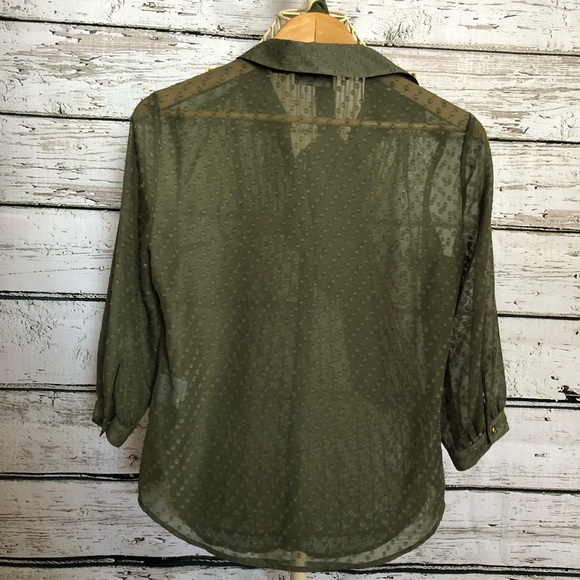 NY & Co green blouse with removable tie - Picture 5 of 6